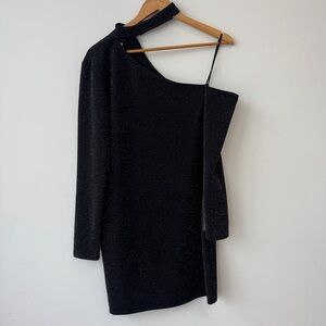 Darling Shimmering Black One-Shoulder Dress